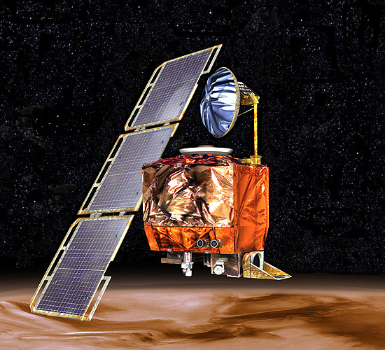 Mars Climate Orbiter in orbit over Mars, NASA illustration mars98orb.jpg