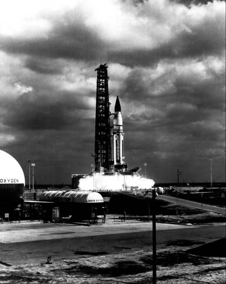 Saturn SA-5 moments after engine ignition for liftoff, NASA photo Source: NSSDCA Master Catalog apollo_sa5_launch.jpg