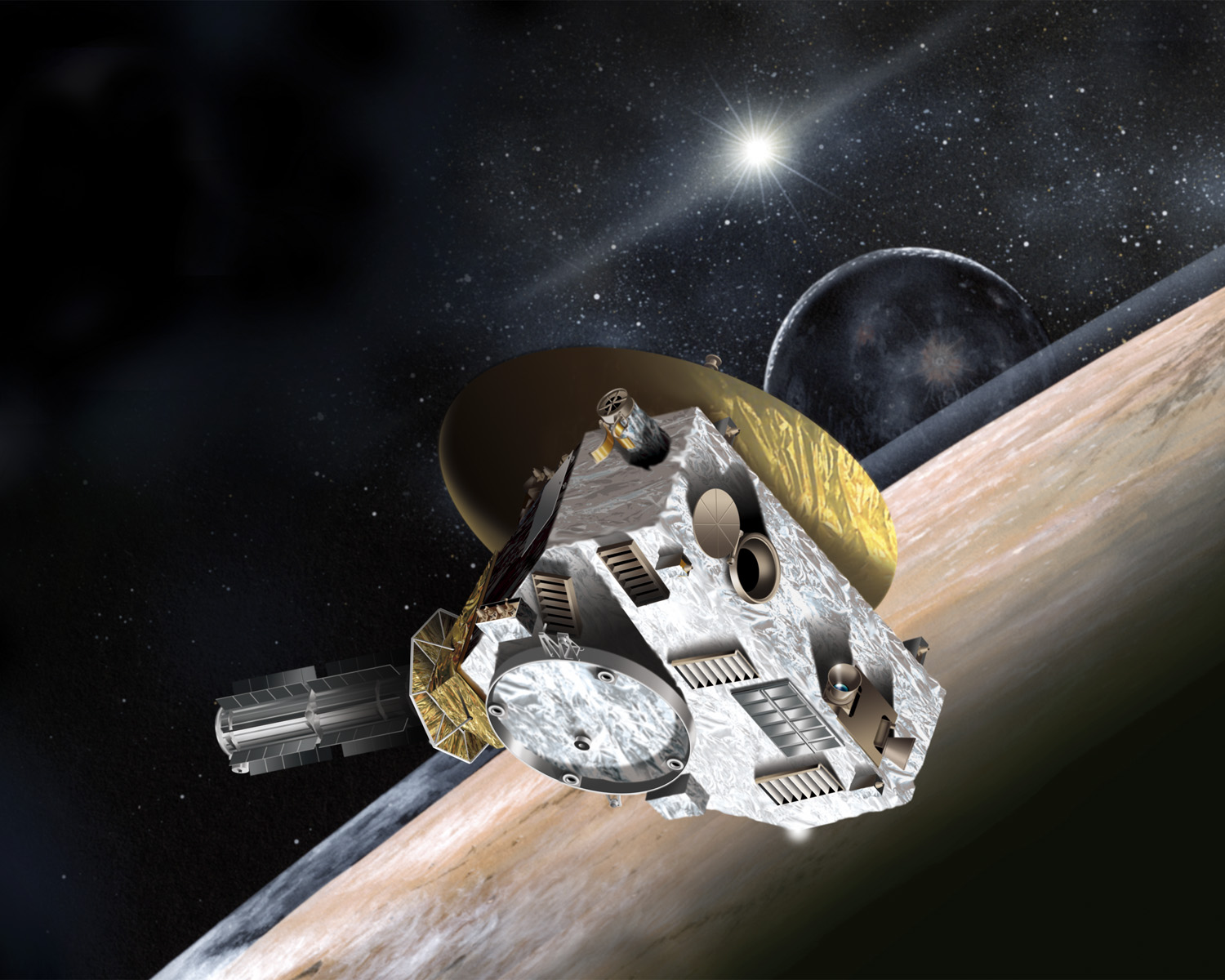 Artist's impression of the New Horizons Pluto Kuiper Belt Flyby, NASA JPL illustration Source: NSSDCA Master Catalog new_horizons.jpg