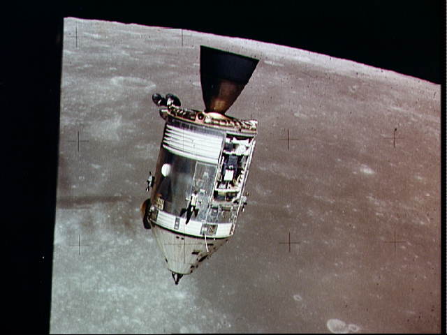 Apollo 15 Command/Service Module 'Endeavour' as viewed from the Lunar Excursion Module 'Falcon', NASA photo Source: NSSDCA Master Catalog apollo_15_cm.jpg