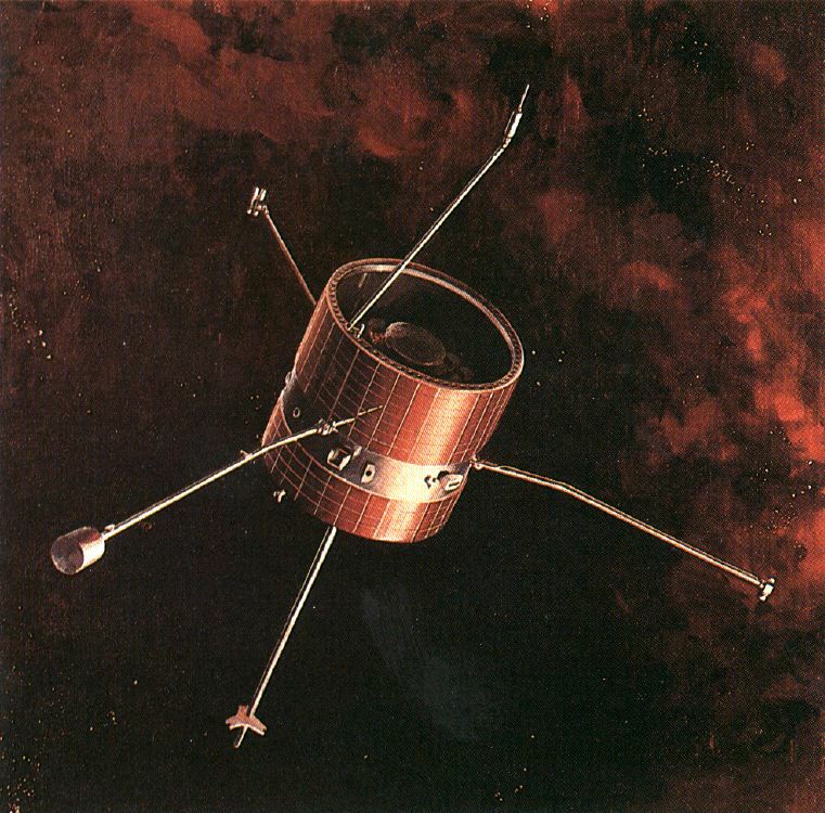 Artist's concept of Pioneer 9 in space, NASA illustration pioneer6-9.jpg