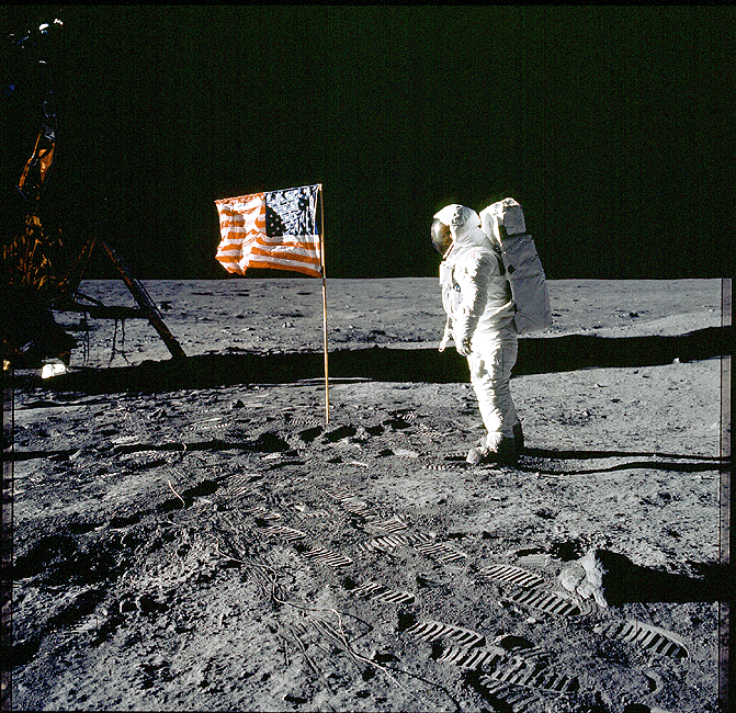 NASA moon Apollo 15 American Flag 3d Stereoview inspirational image photo print 
