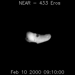 [NEAR encounter animation of asteroid Eros]