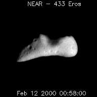 [NEAR encounter animation of asteroid Eros]
