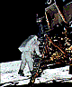 Aldrin stepping onto the Moon