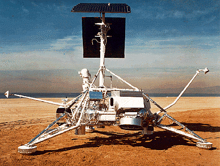 Surveyor spacecraft in testing on a beach, NASA photo surveyor.gif