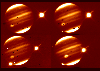 Fragment A impact sequence (4 images), color, infrared, 20:17 to 20:42 UT, 16 July 1994