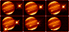 Fragment A impact sequence, color (6 images), infrared (2.3 micron), 19:49 - 20:49 UT, 16 July 1994