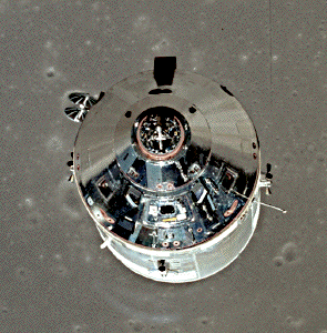 Image of the Apollo 11 Command and Service Module (CSM) spacecraft.